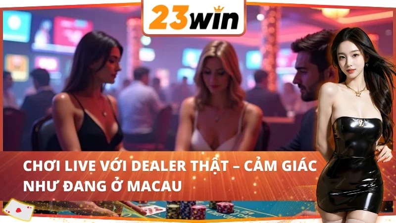 Màn hình dealer người thật chuyên nghiệp tại Blackjack 23WIN.